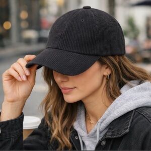 Black Corduroy Baseball Cap